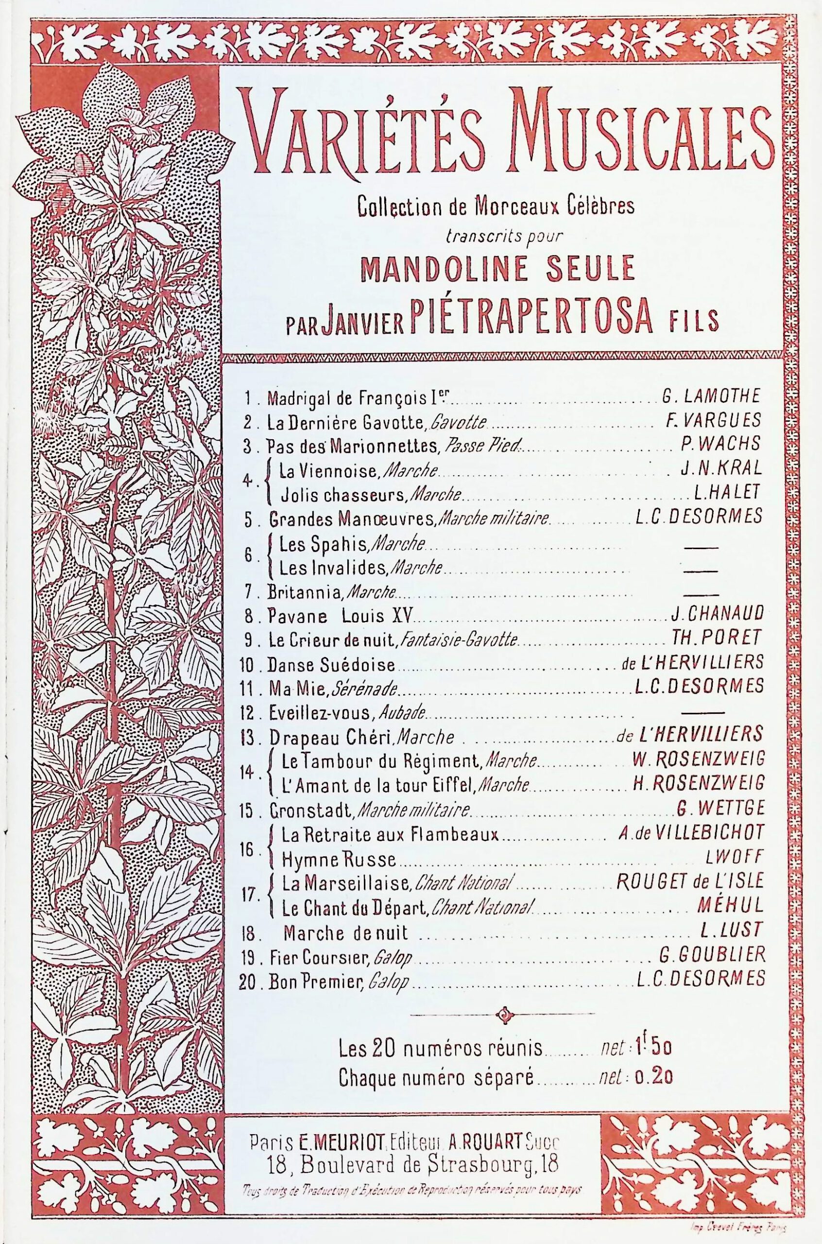 Janvier Pietrapertosa Stücke für Mandoline