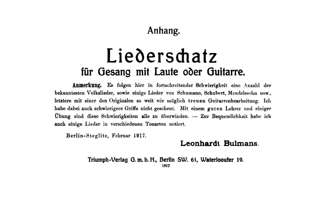 Leonhardt Bulmans Sandro Blumenthal Gitarrenschule Lieder